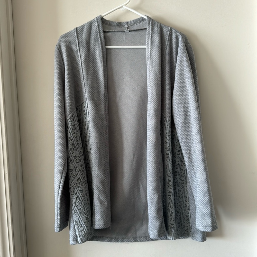 SHEIN Lace Inset Textured Cardigan